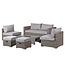 6 Piece  Outdoor Grey Linen & Rattan Effect Set