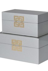 Set of 2 Silver Oriental Boxes