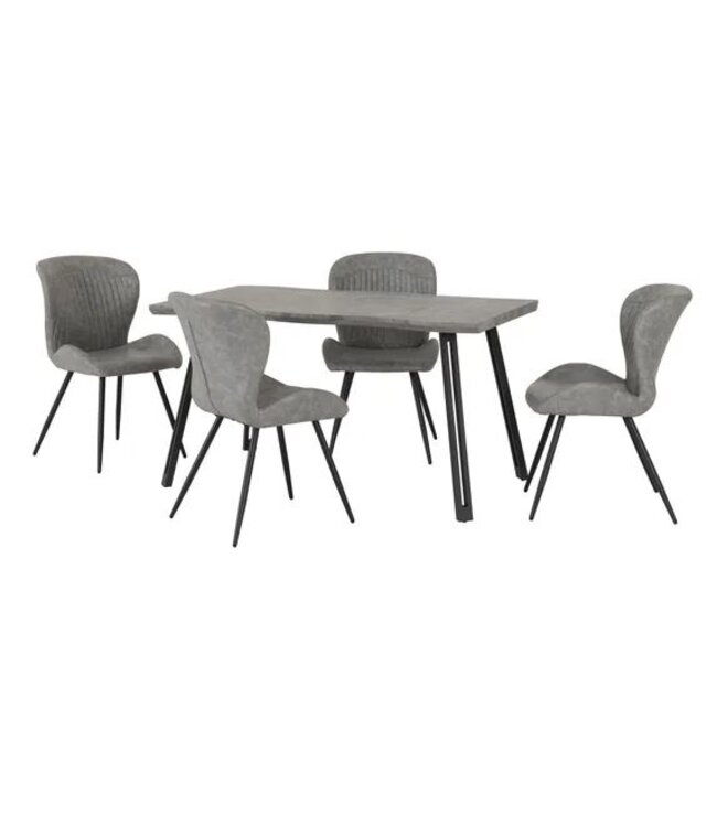 Seconique Quebec Wave Dining Set Concrete Effect