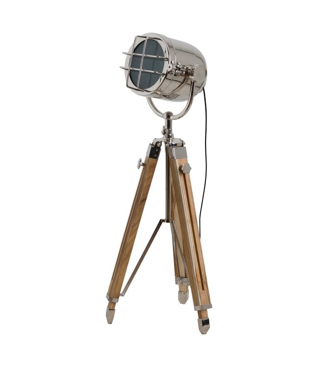Nickel Industrial Spotlight Tripod Lamp