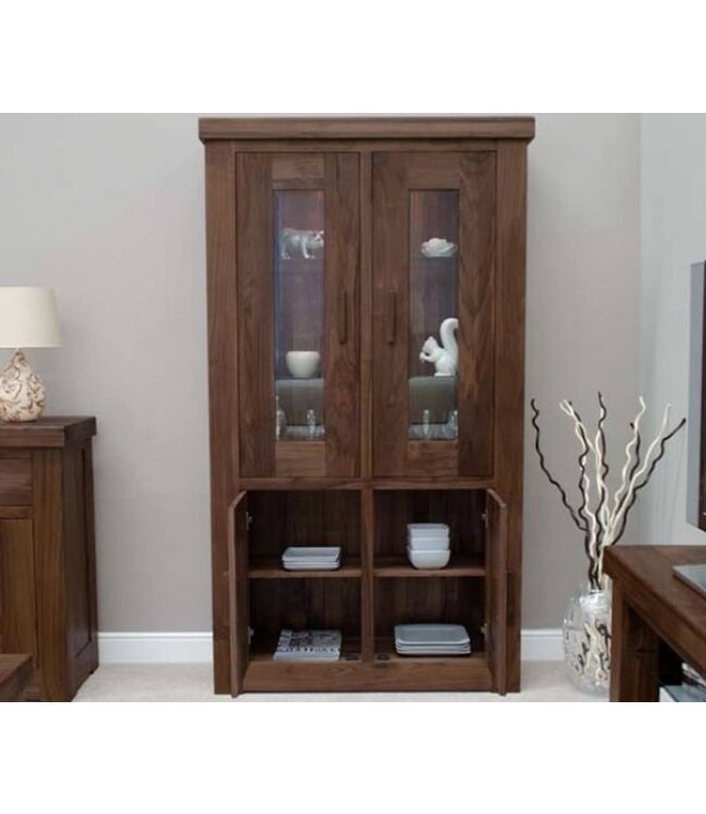 Homestyle GB Solid Walnut Glass Display Unit