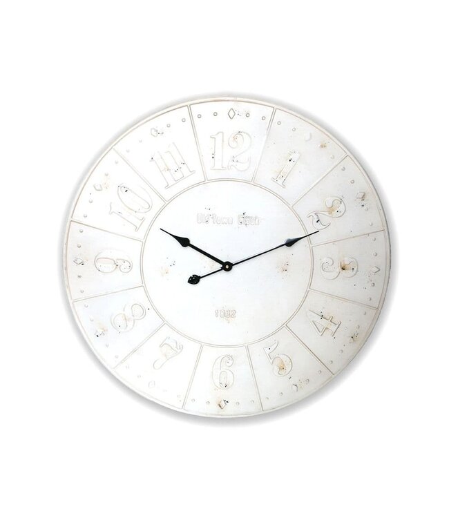 Industrial Metal White Antique Finish Large Wall Clock