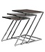 Set of 3 Stainless Steel Tables with Glass Top