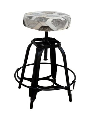 Adjustable Grey Patched Stool