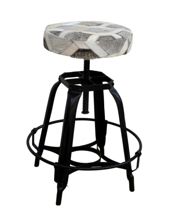 Adjustable Grey Patched Stool