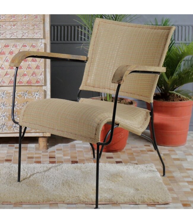 Iron & Raffia Chair