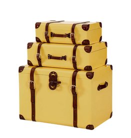 Set of 3 Handcrafted Leather Storage Trunks