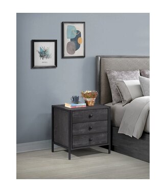 Timber Art Design Zahra 3 Drawer Bedside - Black