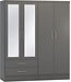 Seconique Nevada 4 Door Wardrobe -3D Effect Grey