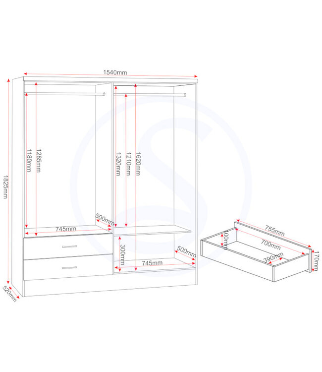 Seconique Nevada 4 Door Wardrobe