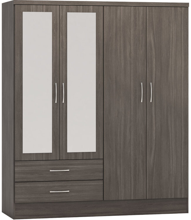 Seconique Nevada 4 Door Wardrobe -Black Wood Grain