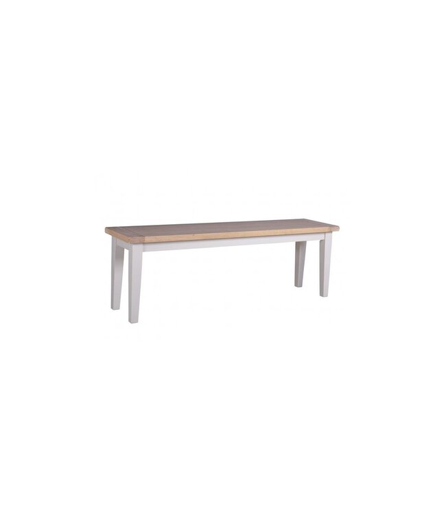 Besp-Oak Furniture Grey Painted & Oak Seat Dining Bench