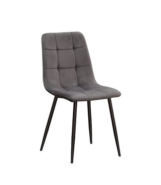 Minster Stylish Living Grey Fabric Chair Black Metal Legs - Set of 4