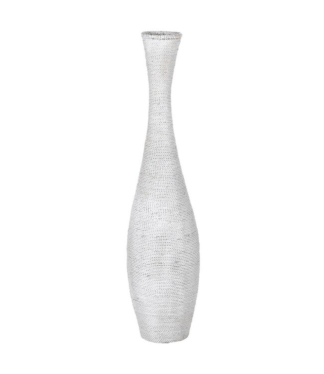 Large White Dried Sea Grass Vase