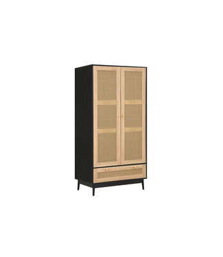 Birlea Croxley Rattan & Black 2 Door Wardrobe