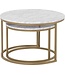Seconique Round Coffee Table Set -  Marble & Gold Effect