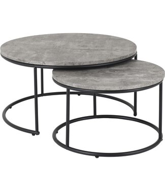 Seconique Round Coffee Table Set - Concrete Effect