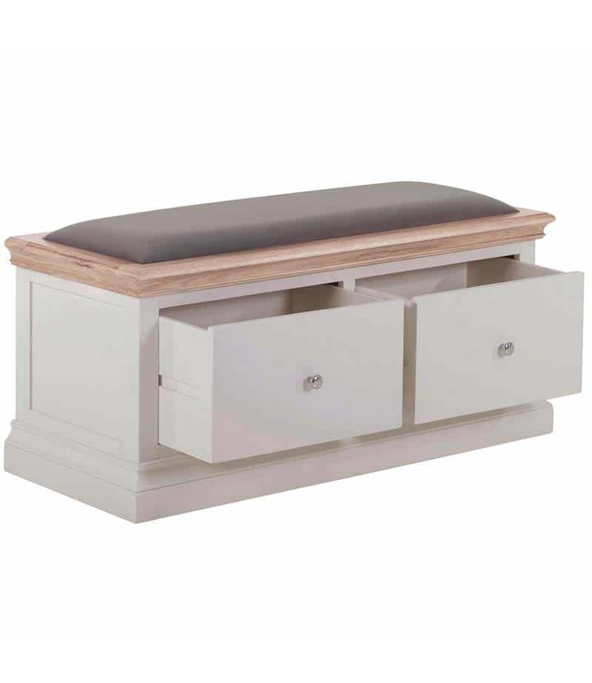 Besp-Oak Furniture Rosa Light Grey 2 Drawer Bench