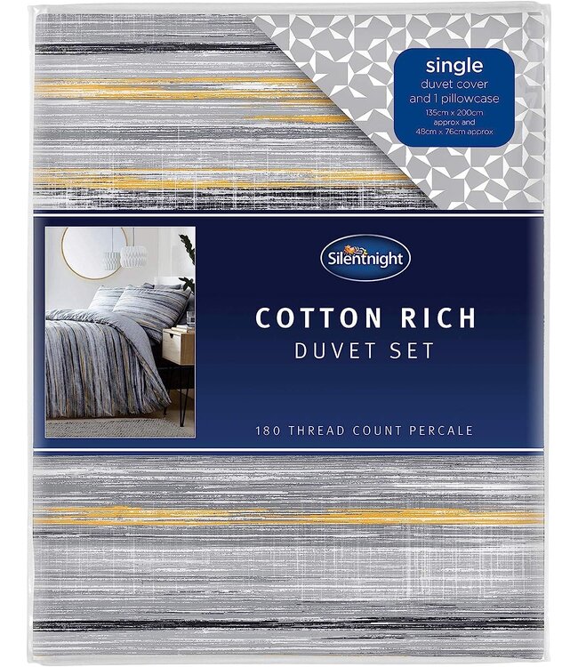 Silentnight Washed Stripe Duvet Cover Set - Single