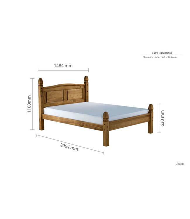 Corona Low Foot End Bed Frame – Solid Pine, Natural Wax Finish (Single & Double)