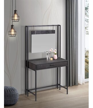 Timber Art Design Zahra Black Oak Dressing Table With Mirror