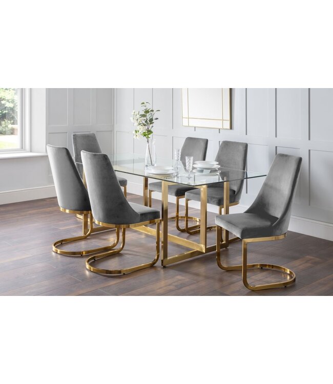 Julian Bowen Minori Dining Table & 6 Vittoria Grey Dining Chairs