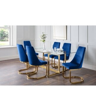 Julian Bowen Minori Dining Table & 6 Vittoria Blue Dining Chairs