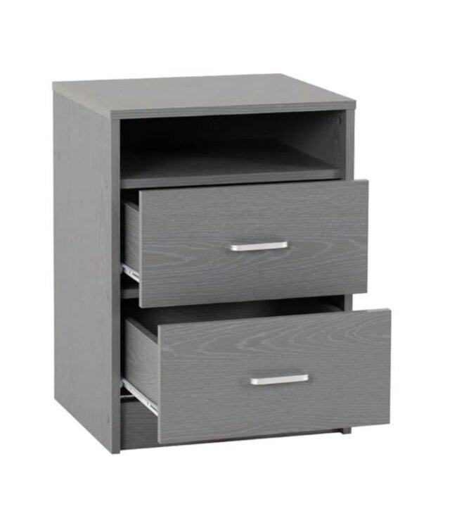 Seconique Felix Grey 2 Drawer Bedside
