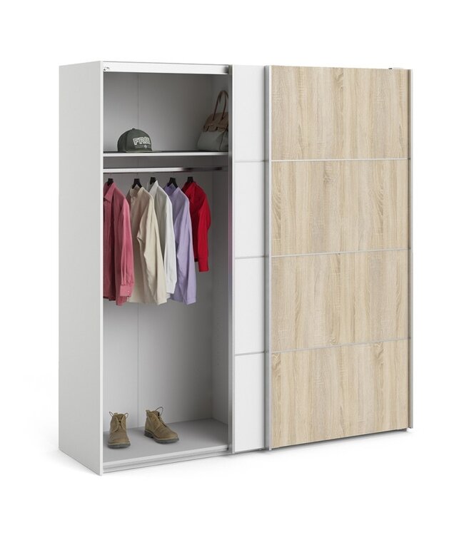 Furniture to Go Verona 180 cm Sliding Wardrobe - White & Oak