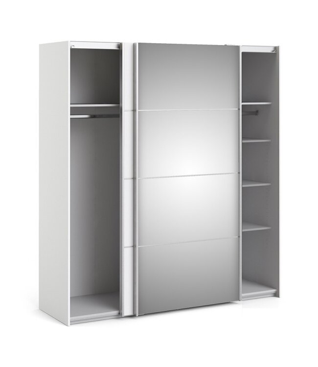 Verona 180 cm Sliding Wardrobe White & Mirror Freitaslaf NET LTD