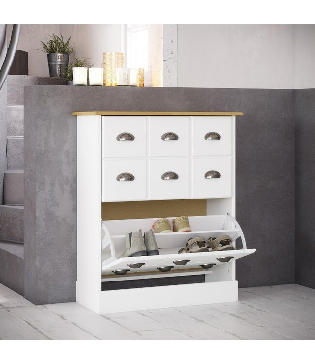 Furniture to Go Nola Shoe Cabinet White & Pine