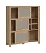 Furniture to Go Cestino Oak & Rattan Sliding Door Cabinet
