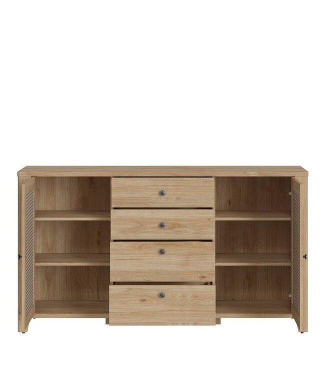 Furniture to Go Cestino Oak & Rattan Sideboard