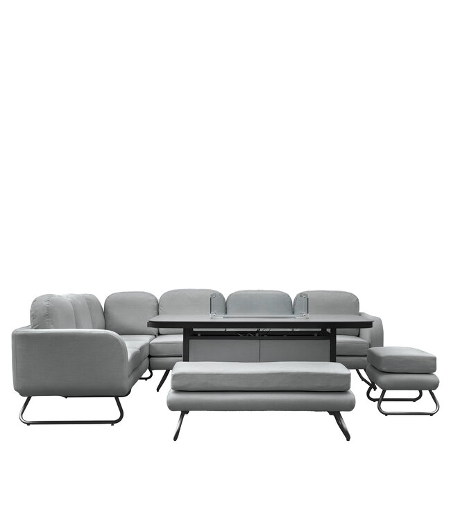 Ancona Dining Set With Fire Pit Table