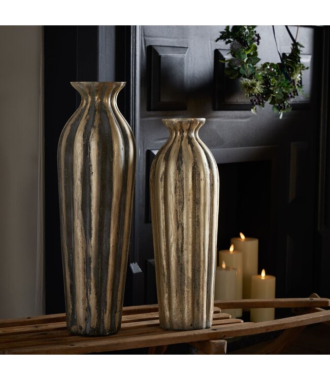 Hill Interiors Burnished & Grey Striped Tall Vase