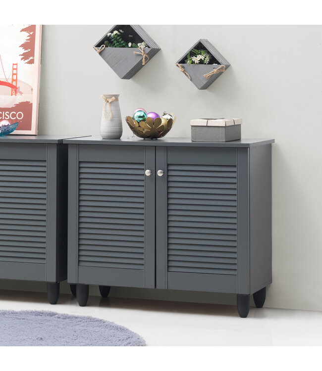 Timber Art Design Traditional Dark Grey 2 Door Shoe Cabinet
