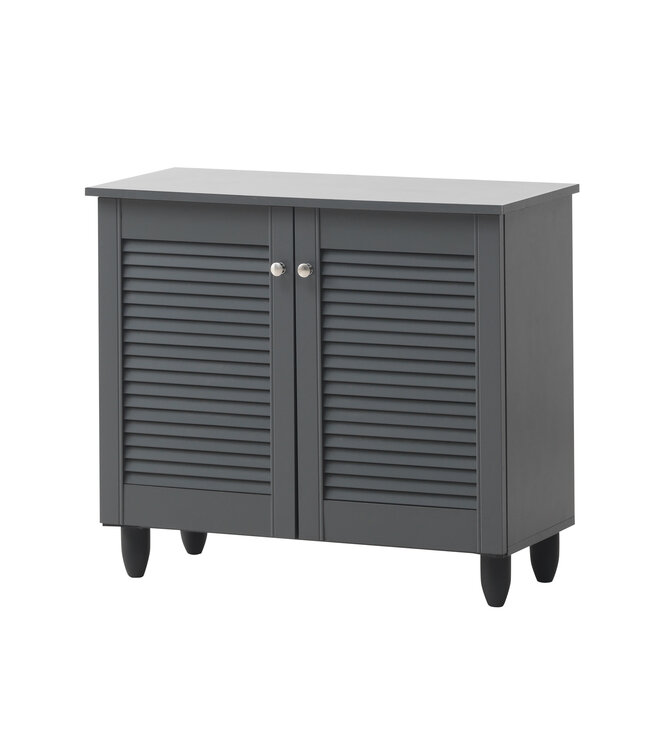 Timber Art Design Traditional Dark Grey 2 Door Shoe Cabinet