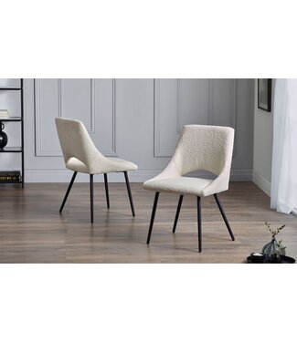 Julian Bowen Pair Iris Ivory Boucle Dining Chair