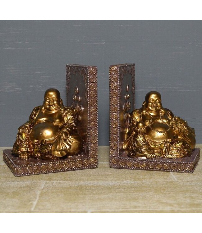 Fiesta Studios Gold Happy Buddha Bookends