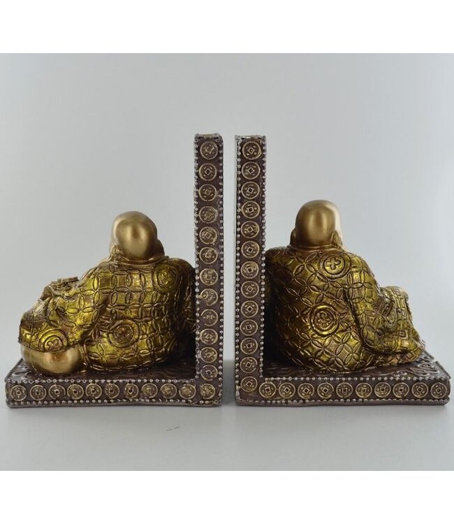Fiesta Studios Gold Happy Buddha Bookends