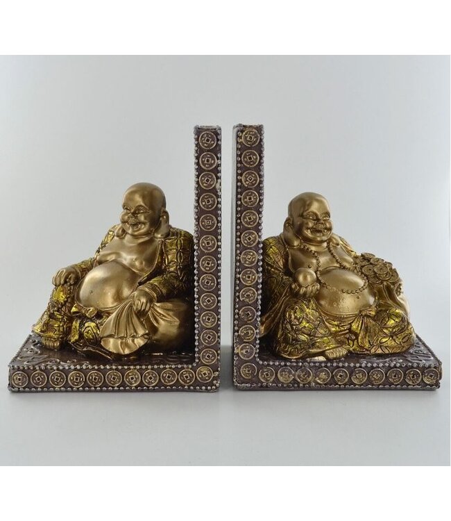 Fiesta Studios Gold Happy Buddha Bookends