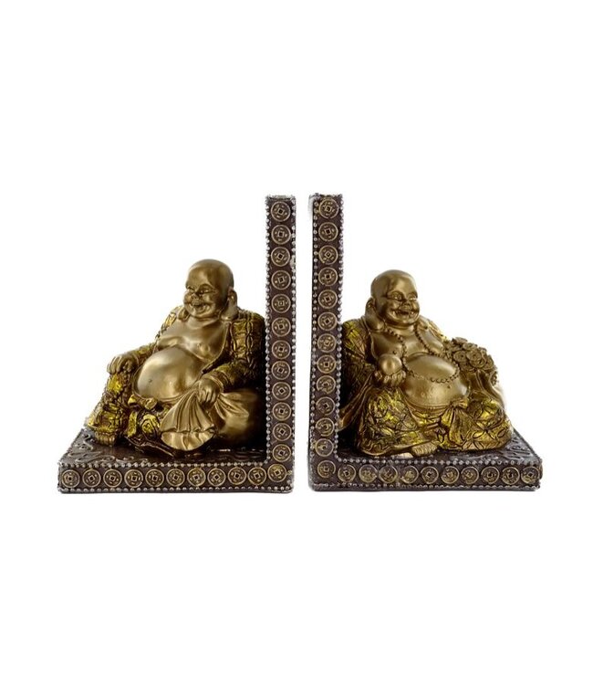 Fiesta Studios Gold Happy Buddha Bookends