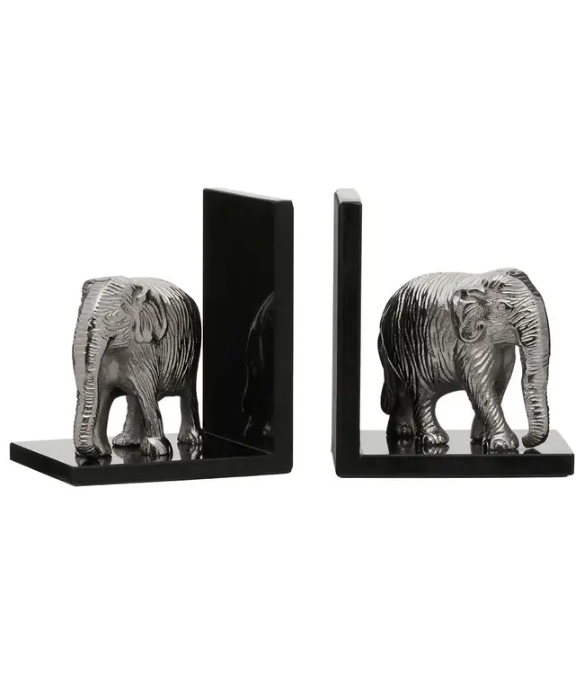 Elephant Bookends With Marble Base