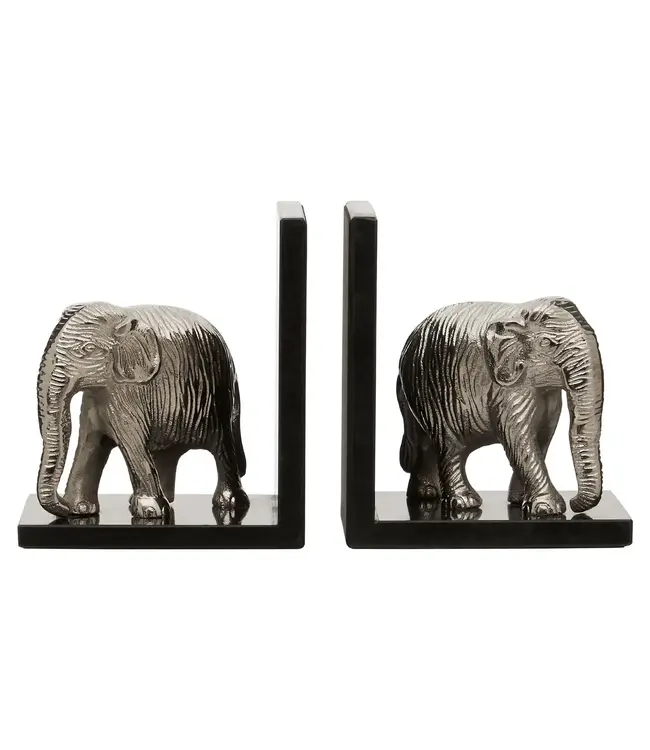 Elephant Bookends With Marble Base