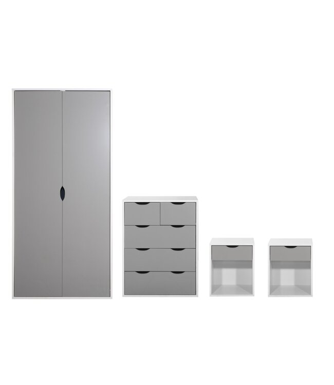 Timber Art Design 4 Piece Bedroom Set 3+2 Drawer - Grey