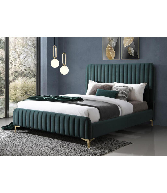 Naia Green Fabric Bed