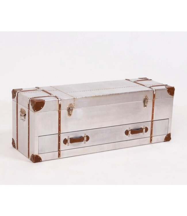 Silver Storage Trunk With Drawer