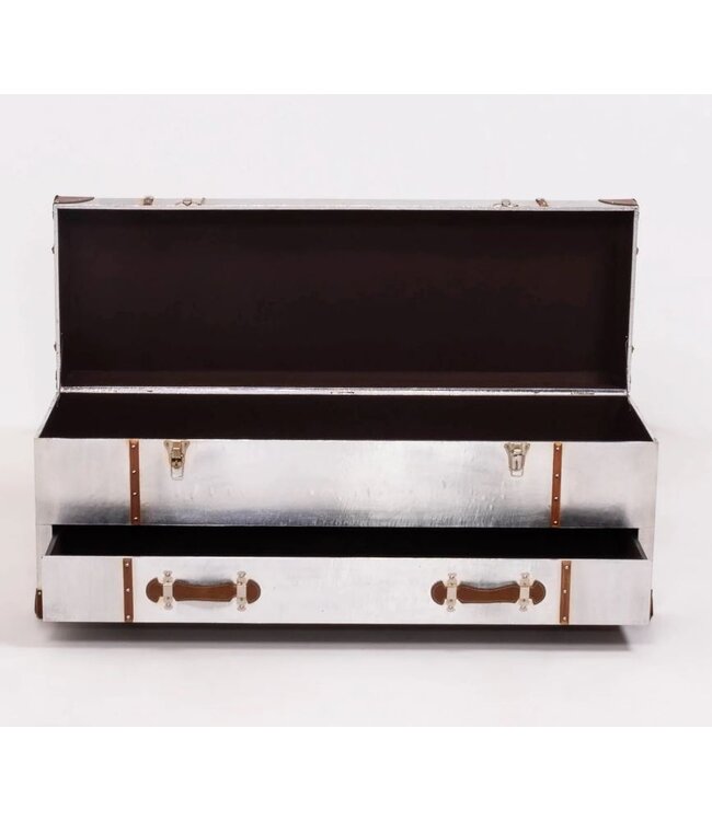 Silver Storage Trunk With Drawer