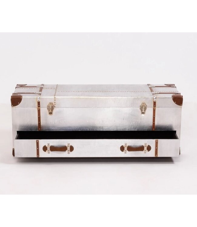 Silver Storage Trunk With Drawer