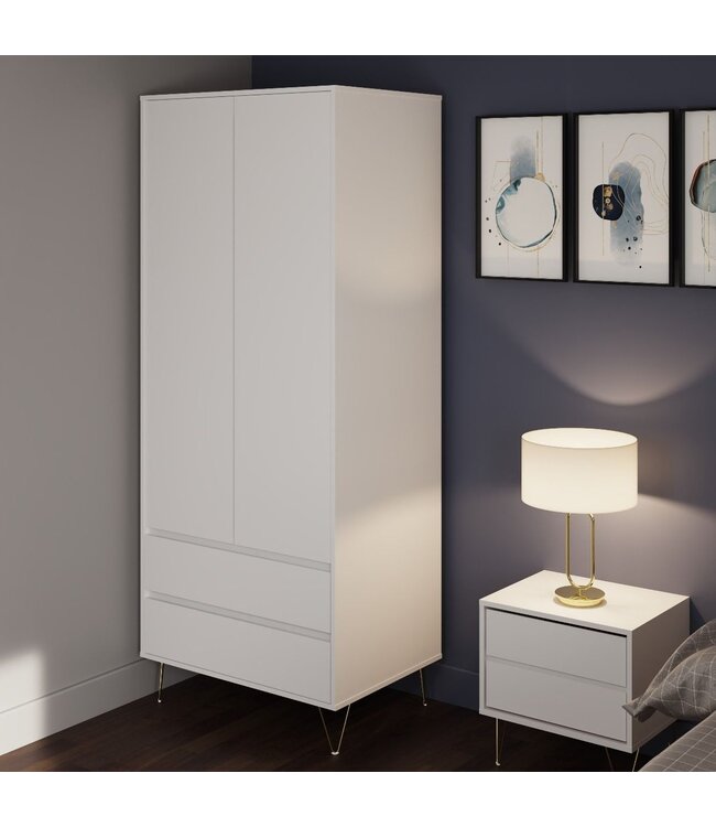 Timber Art Design Monaco White 2 Door Wardrobe